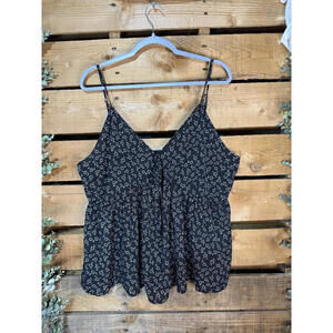 SHEIN Curve Black Floral Print Spaghetti Strap Top